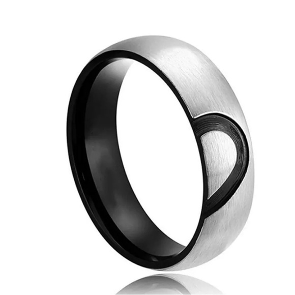 1 Pcs His And Her Titanium Steel Heart Shape Ring Love Jewelry Size 6/9/10/11 - Picture 2 of 8